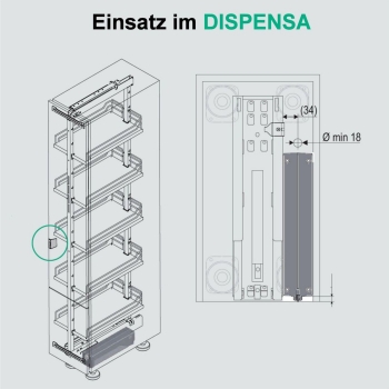 Kesseböhmer eTouch Antrieb/Motor für DISPENSA u. CONVOY Premio Apothekerauszug