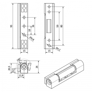 SOTECH Fensterband Aluminium 95 mm