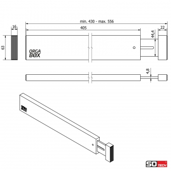 4-teiliges ORGA-BOX® Bambus Schubladen Trennsystem mit Federmechanismus