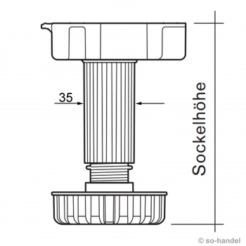 4er Set Möbelfuß Sockelfuß Stellfuß 90 mm