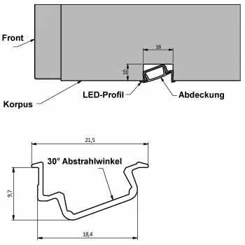 LED 30° Winkelprofil-88  opal 2 m für LED Streifen