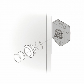 Push-Lock Mini-Schloss Rosette rund für 16 - 19 mm Türstärke