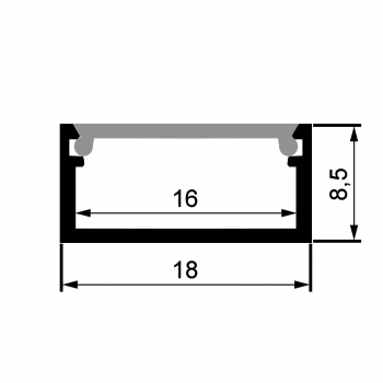 LED Profil-PH1 klar 2 m für bis 16 mm breite LED Streifen