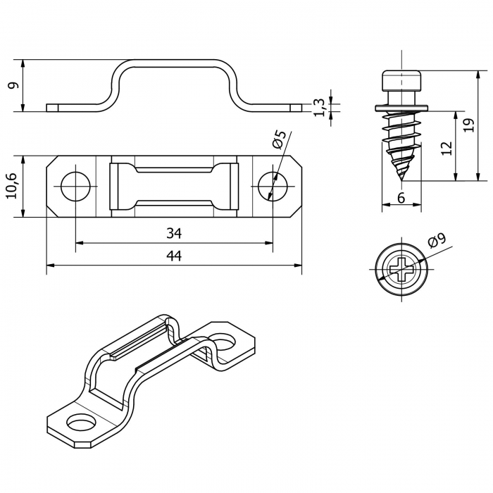 10 Stück Verbindungsbeschlag MODULAR halbarretierend / zum Durchschieben