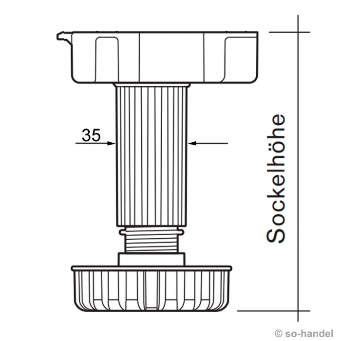 4er Set Möbelfuß Sockelfuß Stellfuß 90 mm