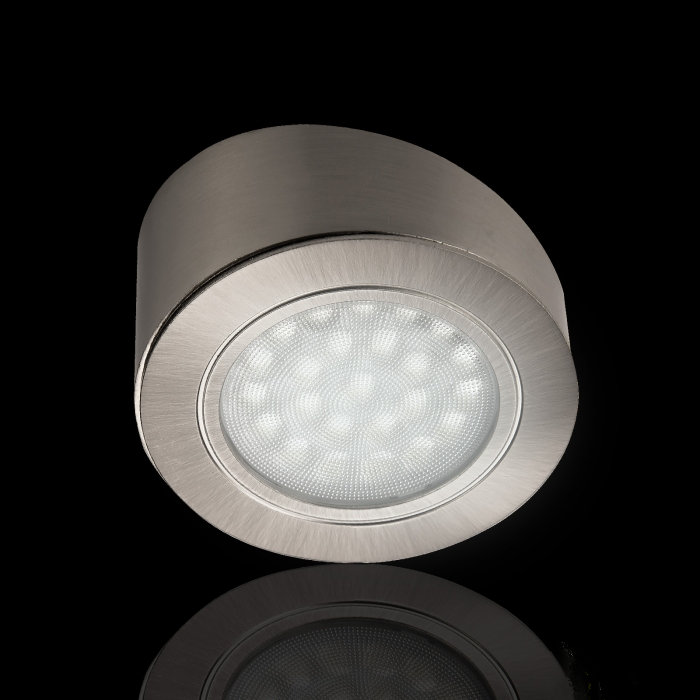 Aufbau Edelstahlfinish/kaltweiß LED - Leuchte Oval schräg